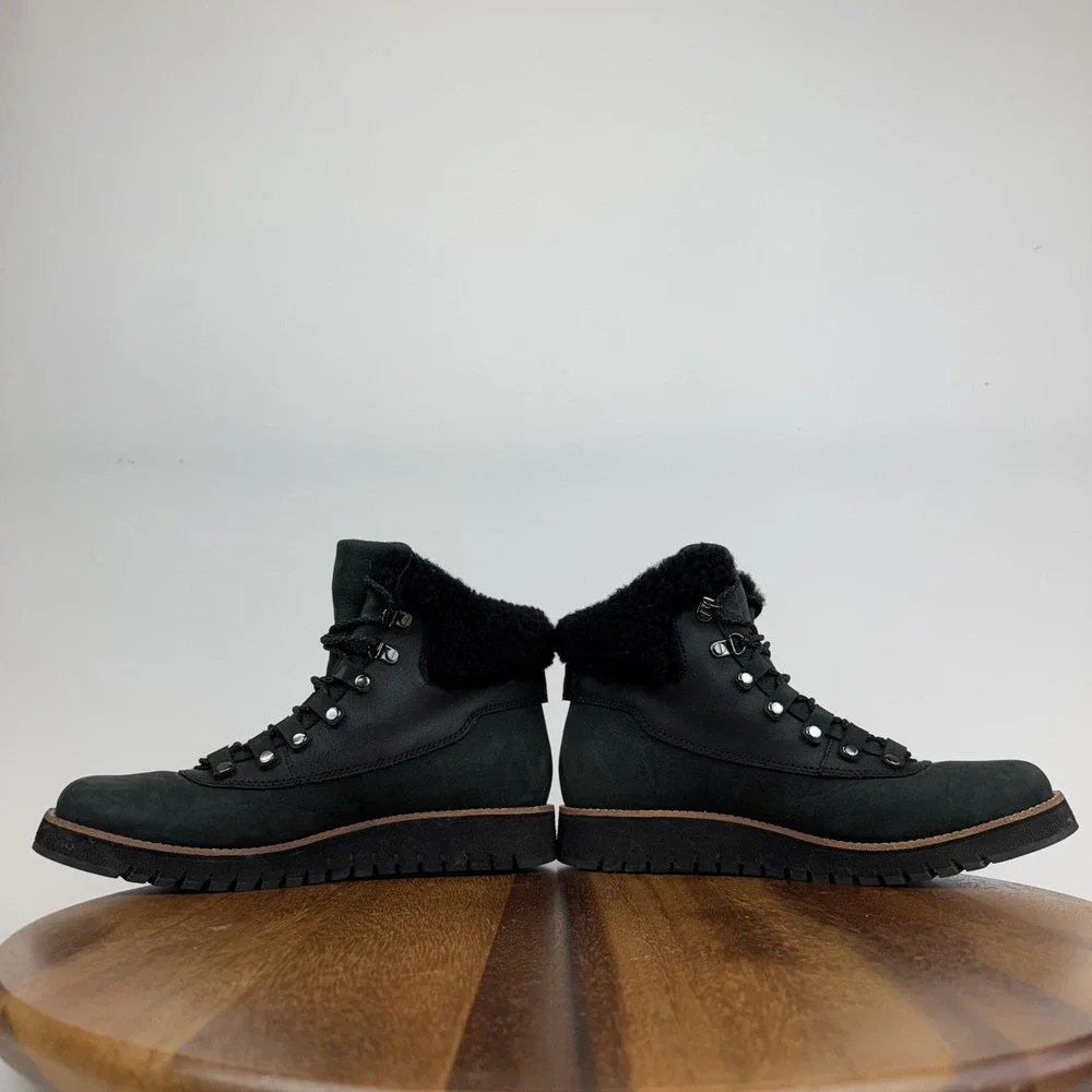 Womens Cole Haan ZeroGrand Waterproof Explore Black Shearling‎ Boots Size 7.5 B
